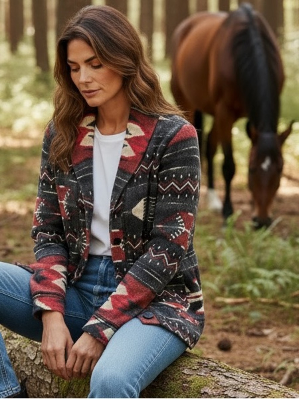 Ralph Lauren Vintage Southwestern Aztec Button Up Shawl Cardigan Sweater